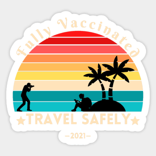 Fully Vaccinated Travel Safely Sticker